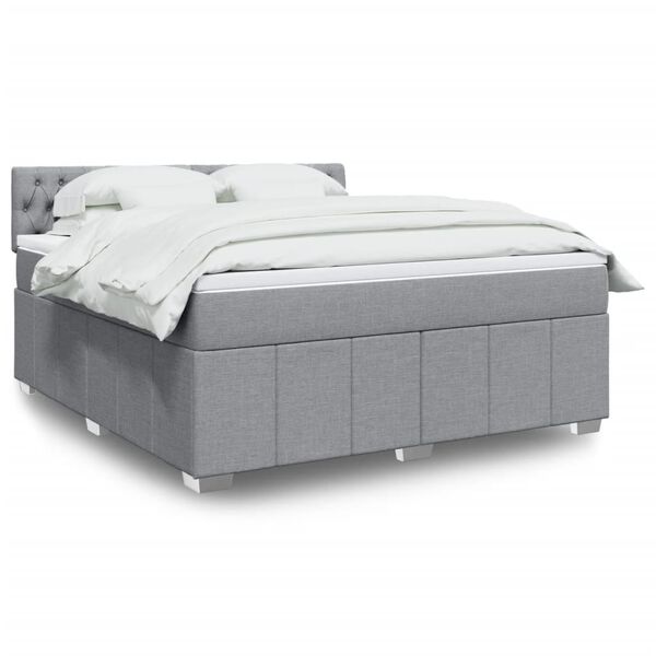 vidaXL Sommier &agrave; lattes de lit avec matelas Gris clair 180x200cm Tissu