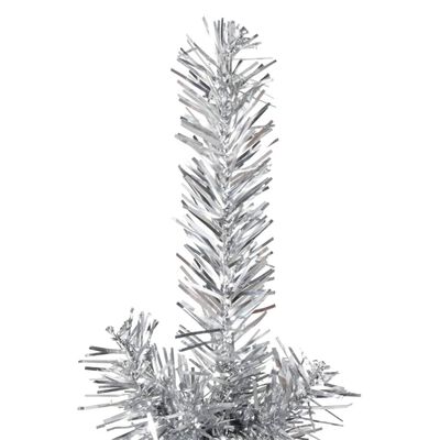 vidaXL Demi sapin de Noël artificiel mince avec support Argenté 150 cm