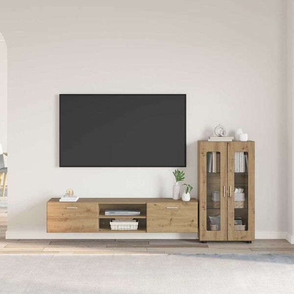vidaXL Ensemble meuble TV FLORIN Ch&ecirc;ne artisanal Bois d'ing&eacute;nierie