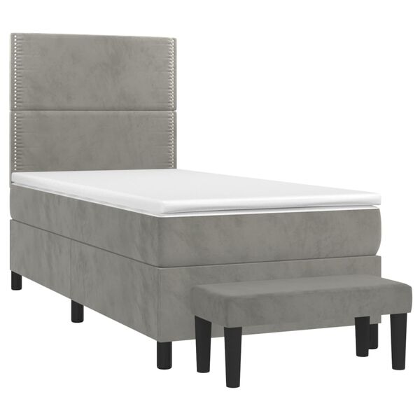 vidaXL Sommier &agrave; lattes de lit et matelas Gris clair 80x200 cm Velours