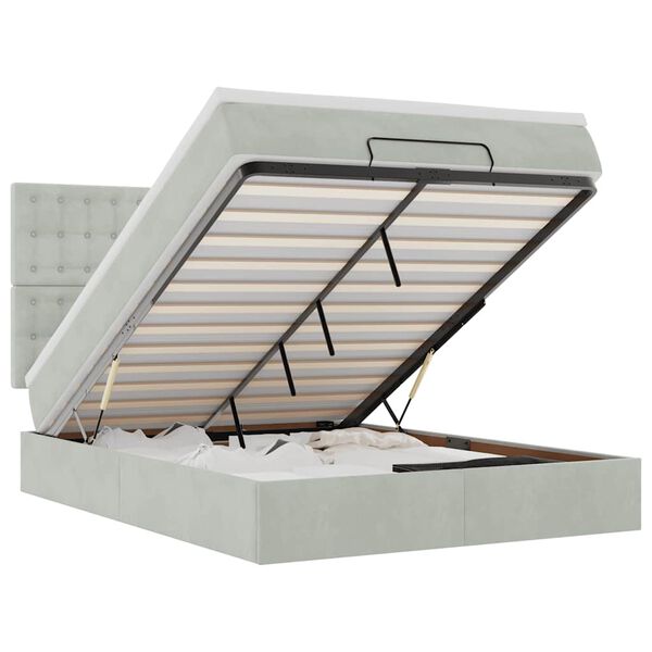 vidaXL Cadre de lit ottoman et matelas gris clair 140x190 velours