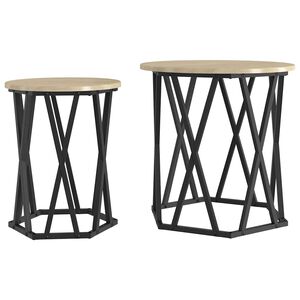vidaXL Table basse 2 pcs Ch&ecirc;ne Sonoma Bois d'ing&eacute;nierie et acier