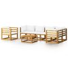vidaXL Salon de jardin 7 pcs avec coussin Cr&egrave;me Bois d'acacia solide