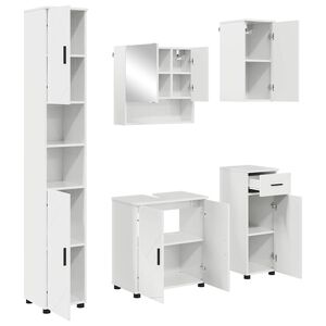 vidaXL Ensemble de mobilier de salle de bain 5 pc Blanc brillant