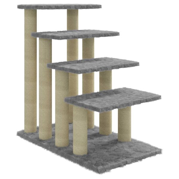 vidaXL Arbre &agrave; chat avec griffoirs en sisal Gris clair 63 cm