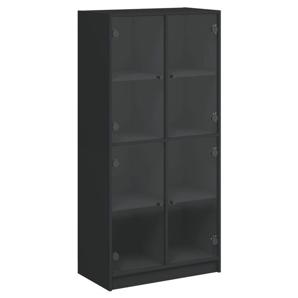 vidaXL Buffet haut avec portes noir 68x37x142 cm bois d'ing&eacute;nierie