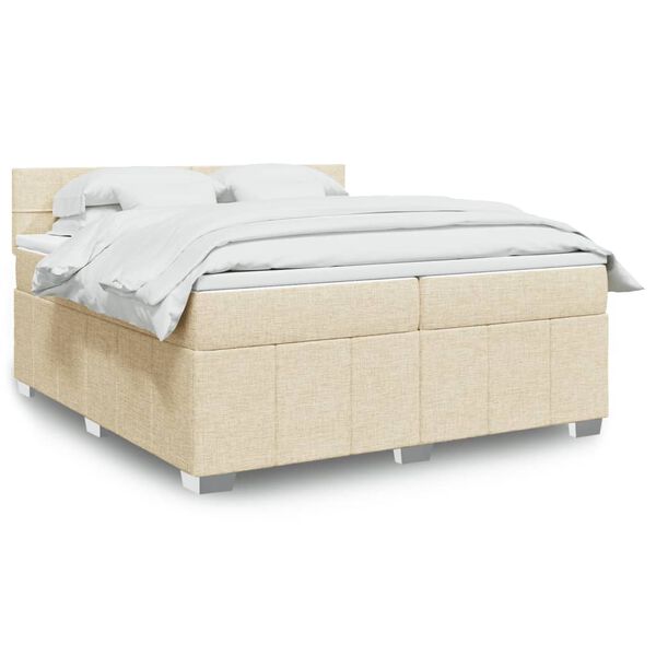 vidaXL Sommier &agrave; lattes de lit avec matelas Cr&egrave;me 200x200 cm Tissu