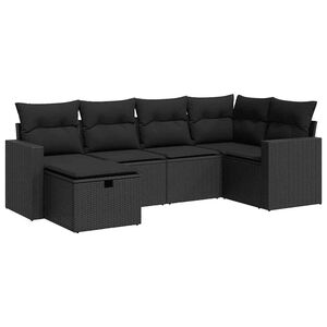 vidaXL Salon de jardin 6 pcs avec coussins noir r&eacute;sine tress&eacute;e