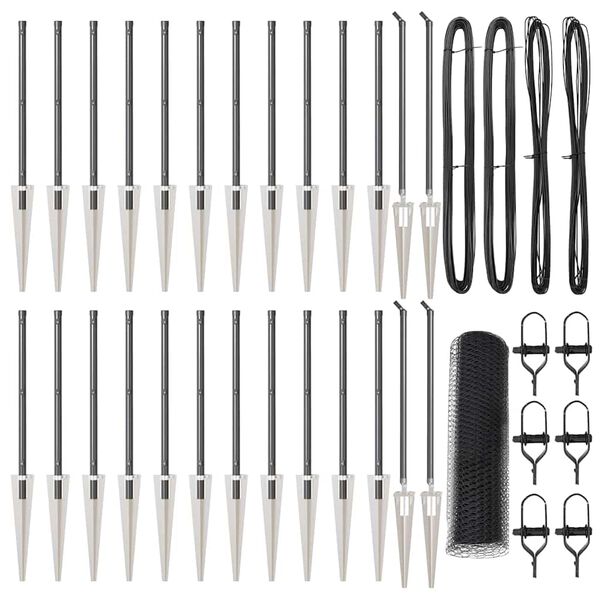 vidaXL Poteau de cl&ocirc;ture. Gris 50 x 1 m (maillage de 25 mm)