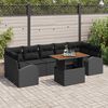 vidaXL Ensemble de canap&eacute; de jardin 8 pcs Noir Poly rotin