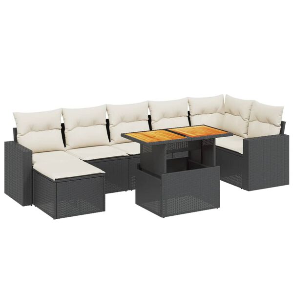 vidaXL Salon de jardin 8 pcs avec coussins noir r&eacute;sine tress&eacute;e