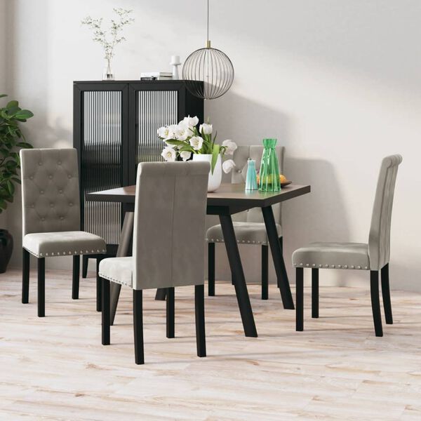 vidaXL Chaises &agrave; manger lot de 4 gris clair velours