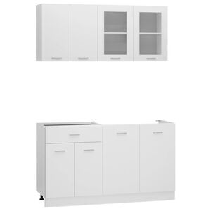 vidaXL Ensemble de 4 meubles de cuisine "Lyon" en bois d'ing&eacute;nierie blanc