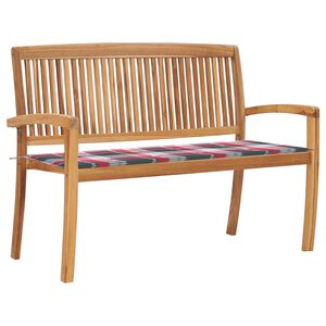 vidaXL Banc de jardin empilable et coussin 128,5cm Bois de teck massif