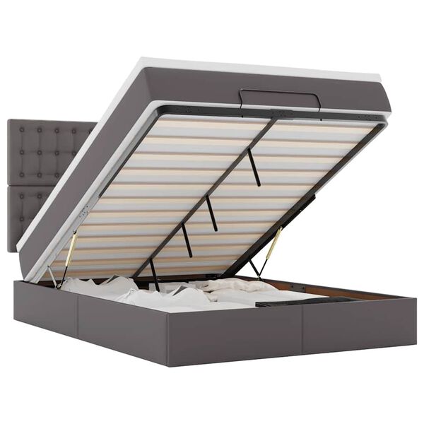 VidaXL Cadre de lit ottoman avec matelas gris 140x200 cm similicuir