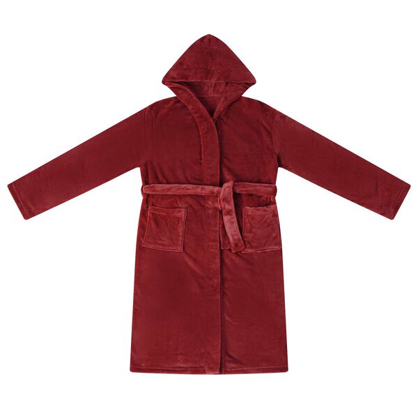 vidaXL Peignoir avec capuche Rouge Bordeaux xxxl Flanelle