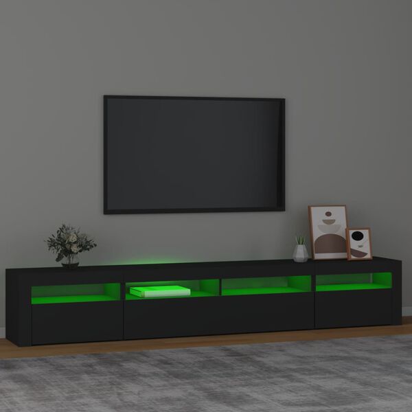 vidaXL Meuble TV avec lumières LED Noir 240x35x40 cm