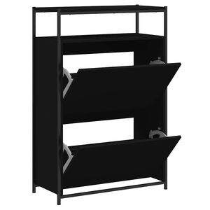 vidaXL Armoire &agrave; chaussures noir 75x34x112 cm bois d'ing&eacute;nierie