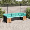 vidaXL Salon de jardin 7 pcs avec coussins noir r&eacute;sine tress&eacute;e