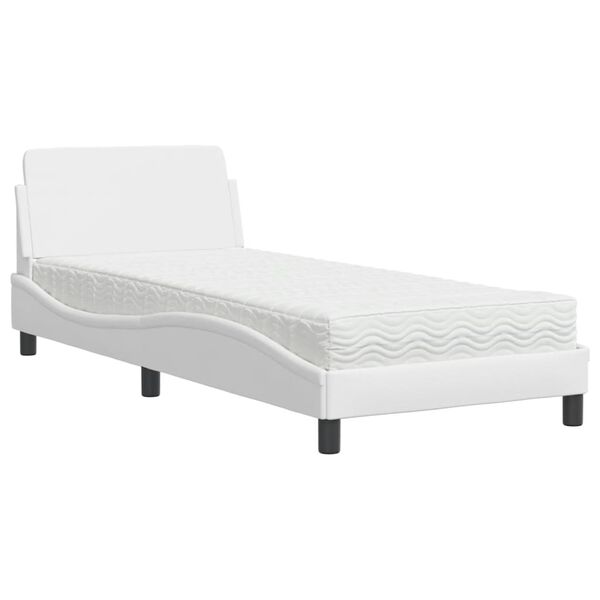 vidaXL Lit avec matelas Dover blanc 90x190 cm similicuir