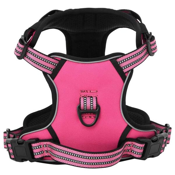 vidaXL Harnais pour chien avec laisse et collier r&eacute;glables rose S