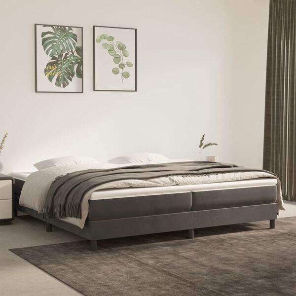 vidaXL Cadre de lit gris fonc&eacute; 200x200 cm velours