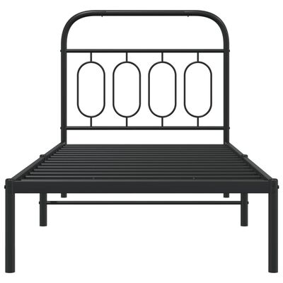 vidaXL Cadre de lit métal sans matelas avec tête de lit noir 90x190 cm