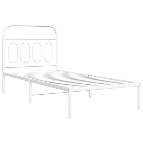 vidaXL Cadre de lit métal sans matelas avec tête de lit blanc 90x190cm