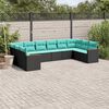 vidaXL Salon de jardin 10 pcs avec coussins noir r&eacute;sine tress&eacute;e