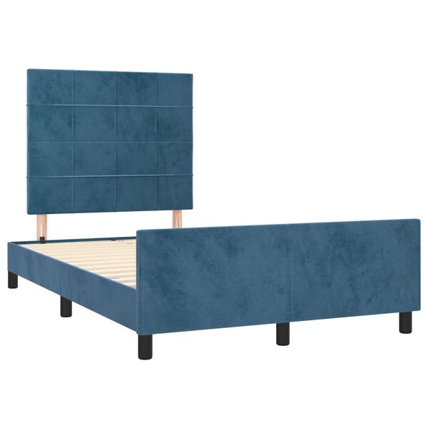 vidaXL Cadre de lit sans matelas bleu fonc&eacute; 120x190 cm velours