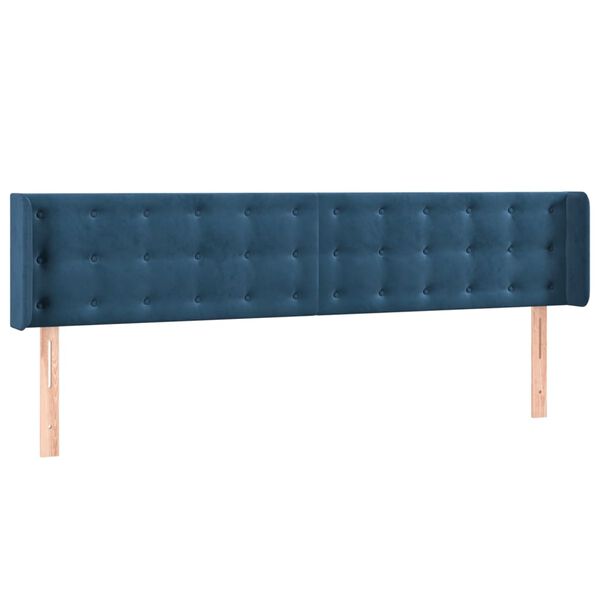 vidaXL T&ecirc;te de lit &agrave; LED Bleu fonc&eacute; 183x16x78/88 cm Velours
