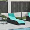 vidaXL Chaise longue pliante coussin et rangement noir r&eacute;sine tress&eacute;e