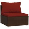vidaXL Salon de jardin 4 pcs avec coussins Marron R&eacute;sine tress&eacute;e