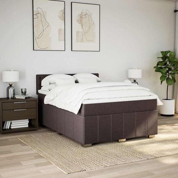 vidaXL Sommier &agrave; lattes de lit avec matelas Marron fonc&eacute; 140x190 cm