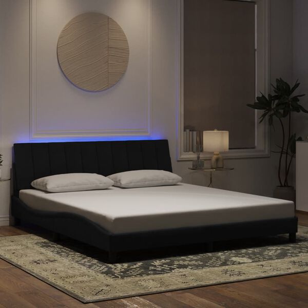 vidaXL Cadre de lit avec LED sans matelas Hanko noir 180x200 cm velours