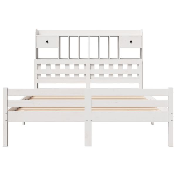 vidaXL Lit biblioth&egrave;que sans matelas blanc 140x200 cm bois pin massif