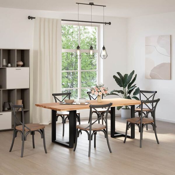 vidaXL Table &agrave; manger marron clair bois de ch&ecirc;ne massif rectangulaire