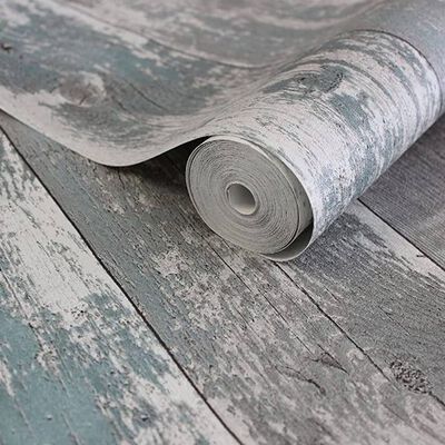 Noordwand Papier peint Topchic Wooden Planks Gris foncé et bleu