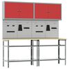 vidaXL Ensemble d'&eacute;tabli 8 pcs Rouge et Gris Acier enduit de poudre