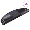 vidaXL Tapis d'escalier autoadh&eacute;sifs 5 pcs 65x21x4 cm Noir et gris