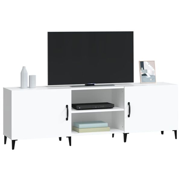vidaXL Meuble TV blanc 150x30x50 cm bois d'ing&eacute;nierie
