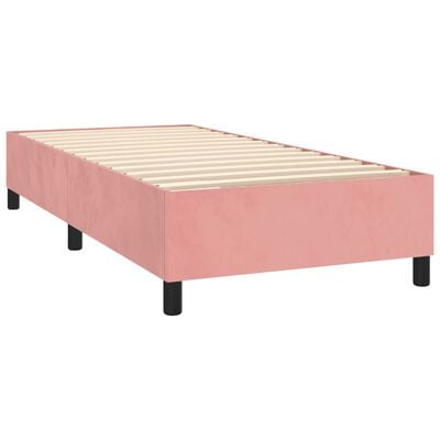 vidaXL Sommier à lattes de lit avec matelas Rose 100x200 cm Velours