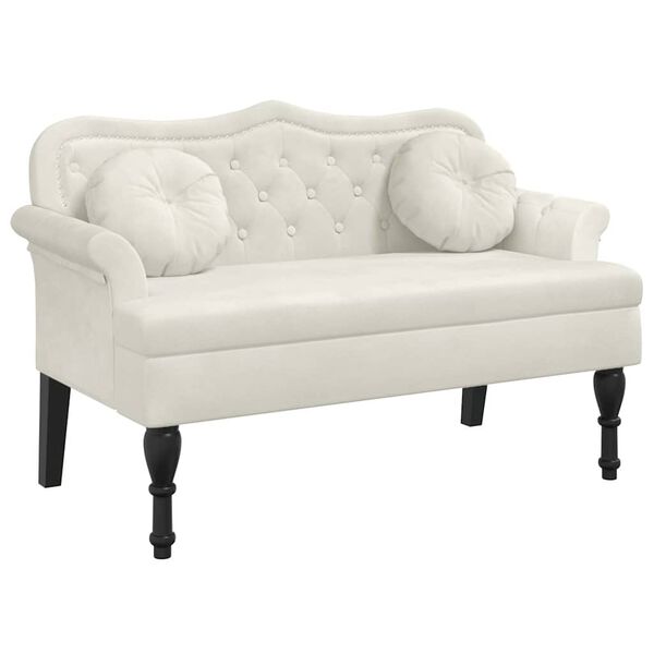 vidaXL Banc avec coussins cr&egrave;me 120,5x65x75 cm velours