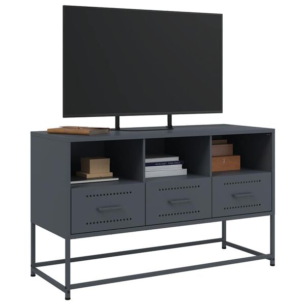 vidaXL Meuble TV anthracite 100,5x39x60,5 cm acier