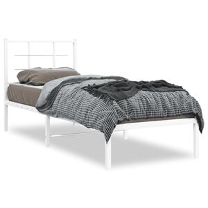 vidaXL Cadre de lit m&eacute;tal sans matelas avec t&ecirc;te de lit blanc 75x190cm