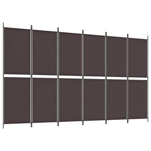 vidaXL Cloison de s&eacute;paration 6 panneaux Marron 300x180 cm Tissu