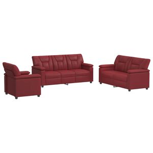 vidaXL Ensemble de Canap&eacute;s 3 pcs Bordeaux Simili cuir