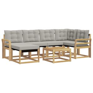 vidaXL Ensemble de canap&eacute;s d'ext&eacute;rieur 7 pc Blanc et gris clair