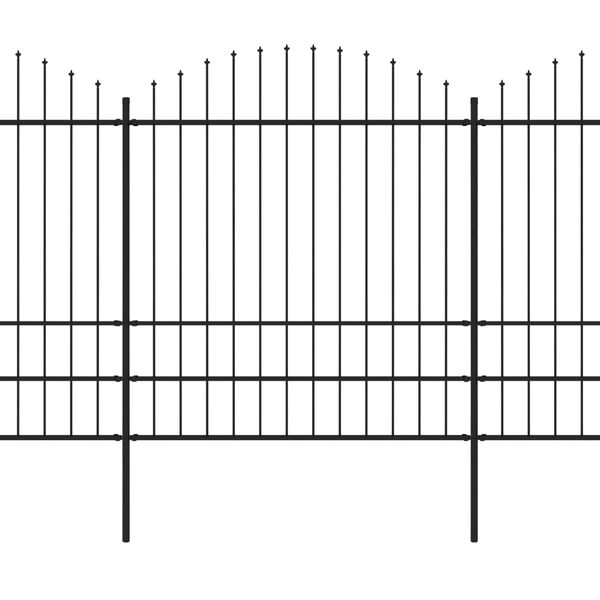 vidaXL Cl&ocirc;ture de jardin avec dessus en forme de lance en acier 1248 x 200 cm Noir