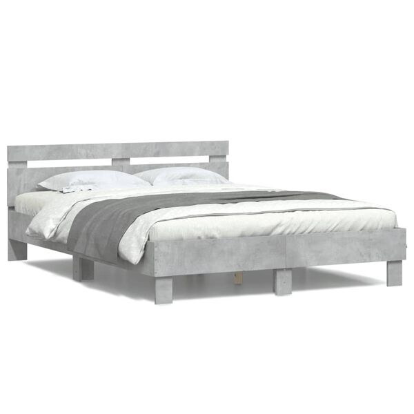 vidaXL Cadre de lit avec LED sans matelas gris b&eacute;ton 150x200 cm